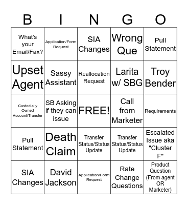 Phone Call Bingo! Bingo Card