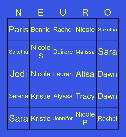 OverWatch Neuro Bingo Card