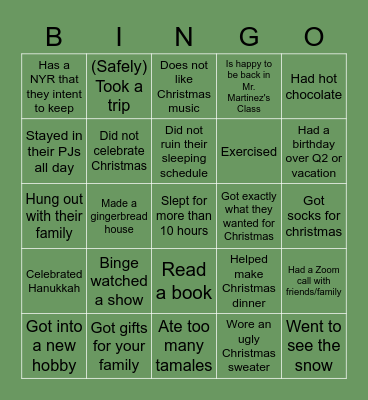 Holiday Bingo! Bingo Card