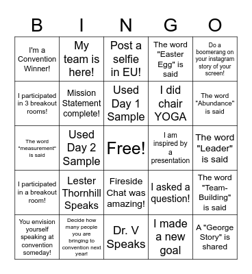 CONVENTION BINGO! Bingo Card