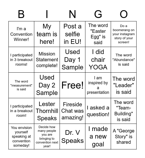 CONVENTION BINGO! Bingo Card