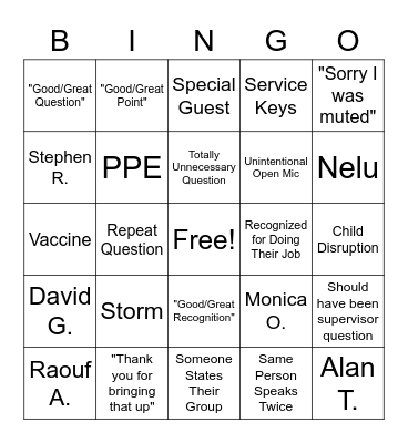 2021 All Hands BINGO! Bingo Card