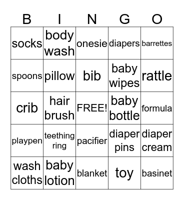 Baby Bingo Card