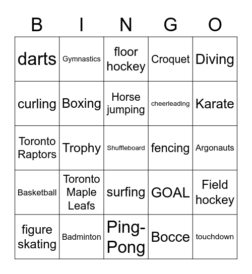 SPORTS 2021 Bingo Card