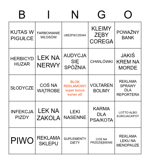 REKLAMY MINI Bingo Card