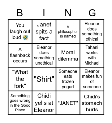 The Good Place Bingo Card