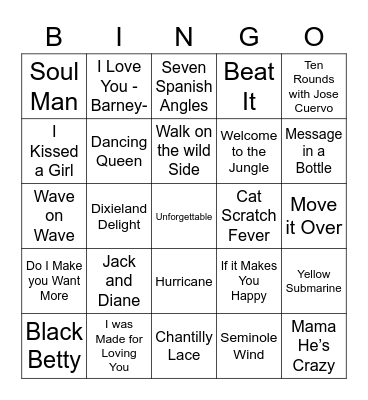 Music Bingo 10 Bingo Card