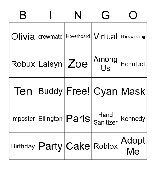 Kennedy's 10th Birthday! Bingo Card