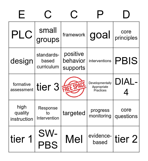 ECC PD Bingo Card