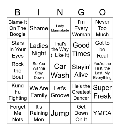 DISCO INFERNO Bingo Card