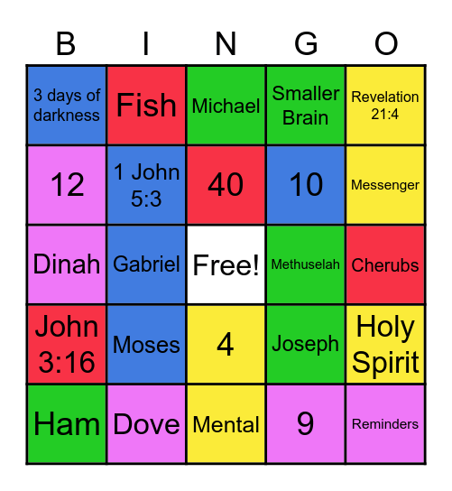 Family Worship Bingo Night Bingo Card