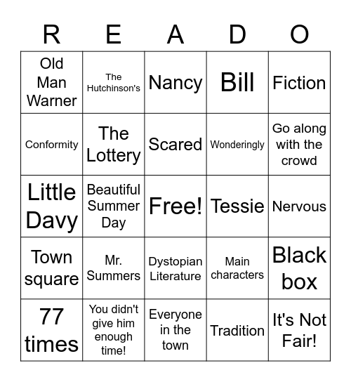 READO Bingo Card