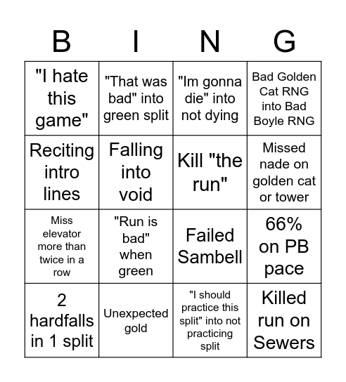 Dishonored Stream Bingo Card