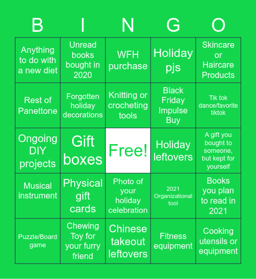 New Year Bingo Card