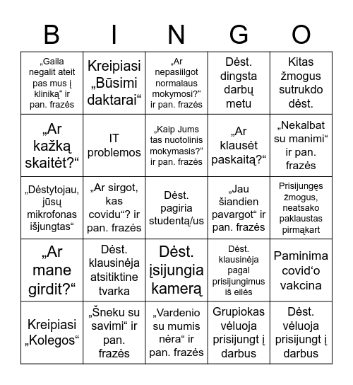 LSMU Bingo Card