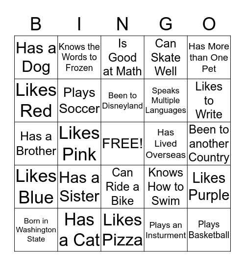 Personal Bingo Card