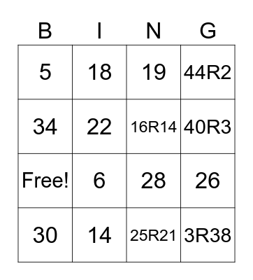5-6: Long Division Practice Bingo Card
