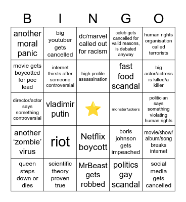2 0 2 1 Bingo Card