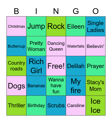 Music Bingo Card