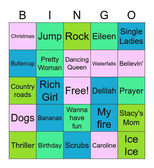 Music Bingo Card