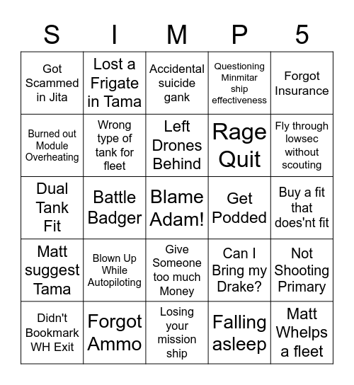 Internet Spaceships are Serious Business Bingo Card