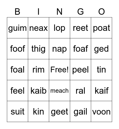 Vowel Teams and 3 Sounds Bingo Card