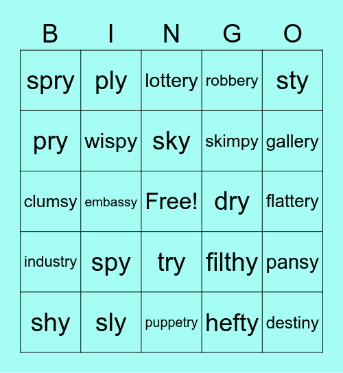 y says sly & puppetry Bingo Card