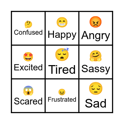 Emotions/Feelings Emoji Bingo Card