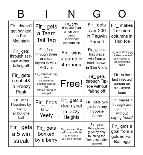 Fir_ Fall Guys Bingo Card