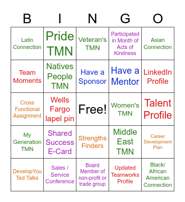 Diversity Bingo Card