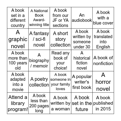 Cozy Up with a Good Book! Bingo Card