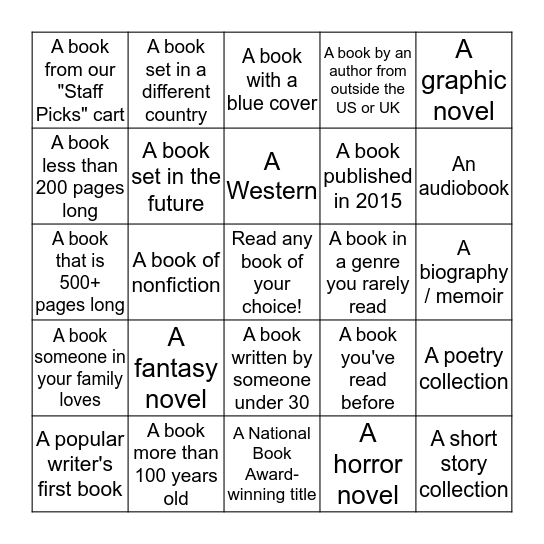 Cozy Up with a Good Book! Bingo Card