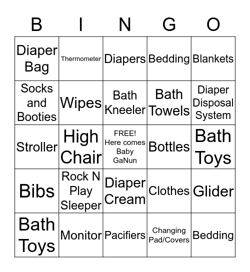 Baby GaNun Bingo Card