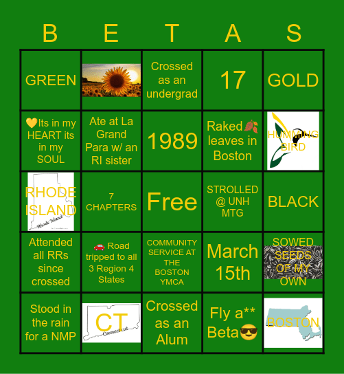 REGION 4 BETA BINGO Card