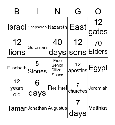 Christian Family Cluster Circle Christmas Dinner Bingo Card