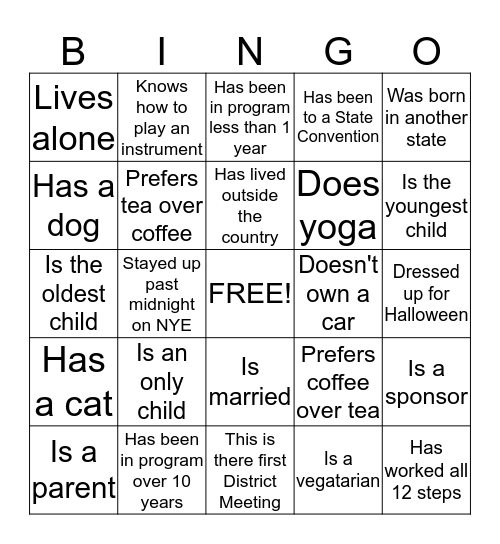 Did You Know? BINGO! Bingo Card