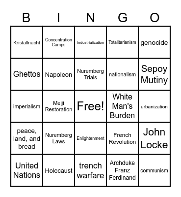 Global 3 Review Bingo Card