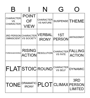 STORY ELEMENTS Bingo Card