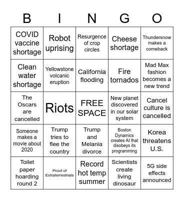 2021 Bingo Card
