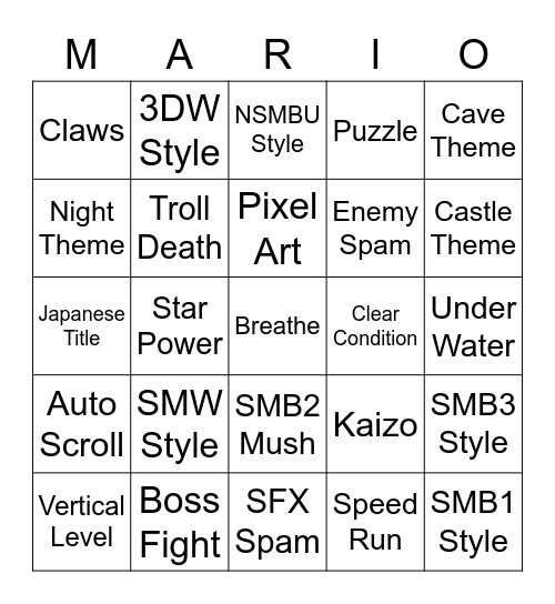 Expert Endless Bingo Card