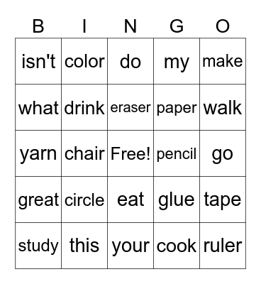 Everybody Up1 Bingo Card