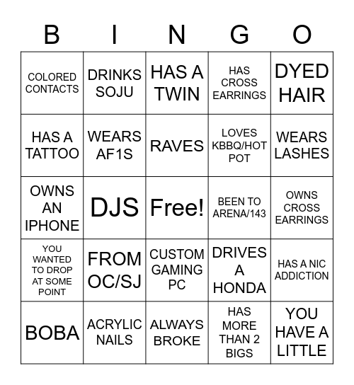 AGC Bingo Card