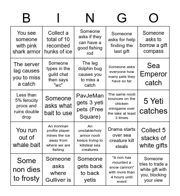 Winter Fishing Bingo Card