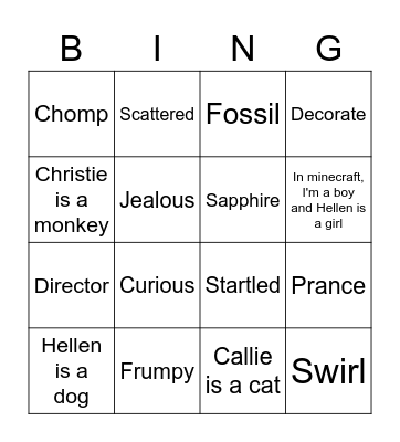 Christie Bingo Card