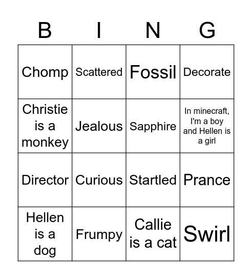 Christie Bingo Card
