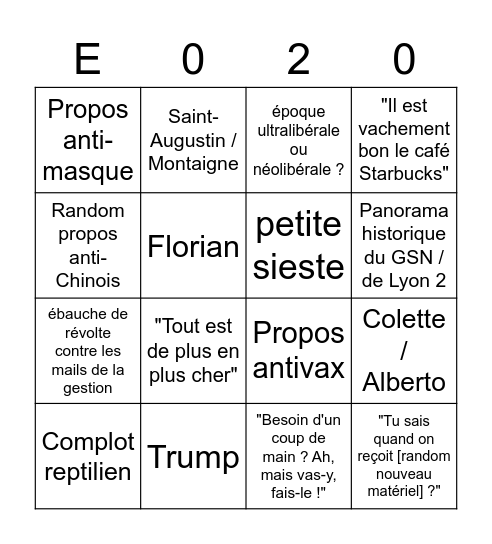 Bingo Grégorio Bingo Card