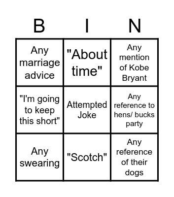 Wedding Bingo :) Bingo Card