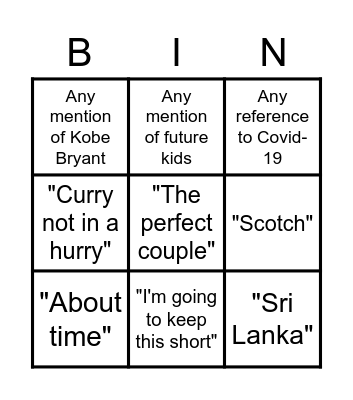 Wedding Bingo Card