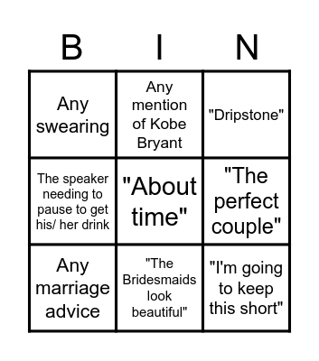 Wedding Bingo Card