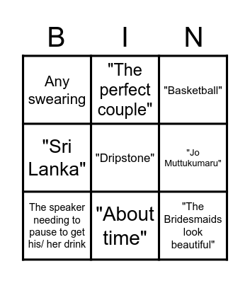 Wedding Bingo Card